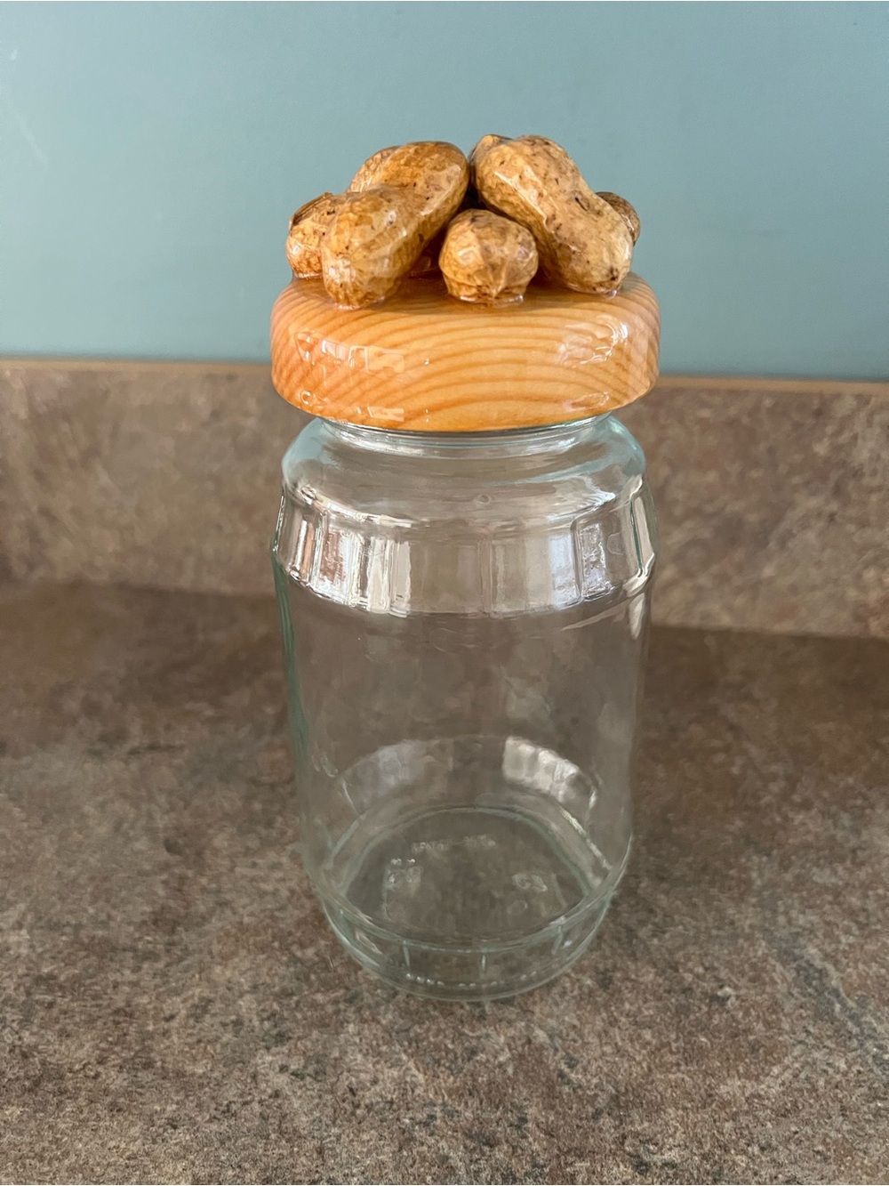 MCM 1970’s Peanut Glass Nut Jar Screw on Ceramic Lid Vintage 1970’s Cottagecore